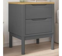 FUDUGEHMIOFWFJJ FLORO Grey Nightstand with 2 Drawers, Solid Pine Wood Bedside Table 45x39x57 cm for Bedroom Storage, Modern End Table with Wood Legs for Living Room