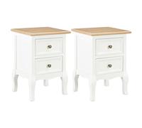 FUDUGEHMIOFWFJJ French Style Nightstand with 2 Drawers, White Wooden Bedside Table for Bedroom Living Room, Compact Storage Cabinet 35x30x49 cm, Set of 2 MDF Pine Poplar Solid Wood