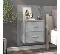 FUDUGEHMIOFWFJJ Grey Cement Wall Mounted Nightstand with Floating Design, Multifunctional Storage Cabinet with Drawers for Bedroom, Living Room Space Saving Furniture