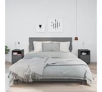 FUDUGEHMIOFWFJJ Grey Nightstands Set of 2, Pine Wood Bedside Tables with Storage Drawer and Door, 40x34x55 cm Solid Wood End Tables for Bedroom Living Room