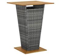 FUDUGEHMIOFWFJJ Grey Tea Table 80x80x110 cm Outdoor Bar Table with Poly Rattan and Solid Acacia Wood Top, Weather-Resistant Patio Furniture for Garden, Balcony, Dining