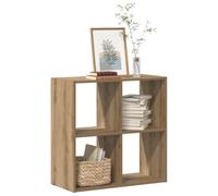 FUDUGEHMIOFWFJJ Handmade Wooden Bookshelf 68.5x32x68.5 cm, Multilayer Plywood Storage Shelf with 4 Compartments, Sturdy & Space-Saving Bookcase for Home Office Living Room Decor