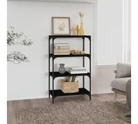 FUDUGEHMIOFWFJJ Industrial Bookshelf Black 60x33x100cm with 4 Shelves - Sturdy Engineered Wood Steel Storage Unit for Living Room, Office - Multimedia Organizer, TV Stand, Modern Furniture