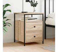 FUDUGEHMIOFWFJJ Industrial Design Bedside Table with Adjustable Feet, Engineered Wood Nightstand with Metal Frame, 44x45x60cm Storage Cabinet for Bedroom Living Room
