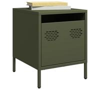 FUDUGEHMIOFWFJJ Industrial Design Nightstand Set of 2 Olive Green Steel Bedside Tables with Drawer Storage 35x39x43.5 cm for Bedroom Living Room Office