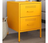 FUDUGEHMIOFWFJJ Industrial Design Nightstand with 2 Drawers, Mustard Yellow Steel Bedside Table 36x39x50.5cm, Multi Functional Storage Cabinet for Bedroom Living Room Office