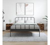 FUDUGEHMIOFWFJJ Industrial Design Nightstands Set of 2 with Drawers, Engineered Wood Bedside Tables with Metal Frame, Adjustable Feet for Bedroom Furniture, Smoke Oak Finish 40x42x50cm