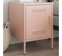 FUDUGEHMIOFWFJJ Industrial Design Steel Nightstand Pink 36x39x50.5 cm with Storage Shelf, Multifunctional Bedside Table for Living Room Bedroom, Easy to Clean Modern Accent Furniture