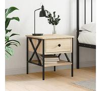 FUDUGEHMIOFWFJJ Industrial Nightstand Comodino Rovere Sonoma 40x42x45 cm Engineered Wood Multilayer with Storage Shelf and Adjustable Feet for Bedroom Living Room Modern Furniture