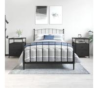 FUDUGEHMIOFWFJJ Industrial Nightstand Set of 2 Black 44x45x60 cm Engineered Wood Bedside Tables with Storage Shelf and Adjustable Feet for Bedroom Living Room