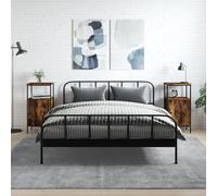 FUDUGEHMIOFWFJJ Industrial Nightstands Set of 2, Engineered Wood Bedside Tables with Storage Shelf, Adjustable Feet for Bedroom Furniture, Smoke Oak Finish 41x31x80cm