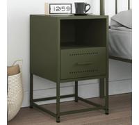 FUDUGEHMIOFWFJJ Industrial Steel Nightstand Olive Green 36x39x60.5 cm with Storage Shelf, Multifunctional Bedside Table for Bedroom Living Room Office, Easy Clean Metal End Table with Display Surface