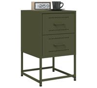 FUDUGEHMIOFWFJJ Industrial Steel Nightstand Set of 2 Olive Green Bedside Tables with Storage Shelf 36x39x60.5 cm for Bedroom Living Room Modern Furniture