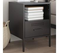 FUDUGEHMIOFWFJJ Industrial Steel Nightstand with Drawer, Black Bedside Table 36x39x50.5 cm, Cold Rolled Metal End Table for Living Room Bedroom, Adjustable Feet, Easy Assembly Storage Cabinet