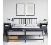 FUDUGEHMIOFWFJJ Industrial Steel Nightstands Set of 2, Anthracite Bedside Tables with Door Storage, 36x39x68cm Cold Rolled Metal Cabinet for Living Room Bedroom