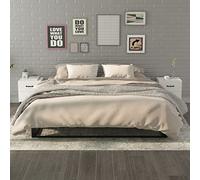 FUDUGEHMIOFWFJJ Industrial Style Nightstand Set of 2 White Bedside Tables with Drawers and Metal Legs 40x35x47.5 cm Modern Bedroom Furniture Storage Cabinet