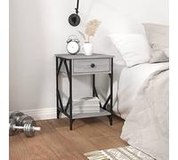 FUDUGEHMIOFWFJJ Industrial Style Nightstand with Drawer, Gray Sonoma Engineered Wood Bedside Table 40x42x60 cm, Multifunctional End Table for Bedroom Living Room with Storage Shelf