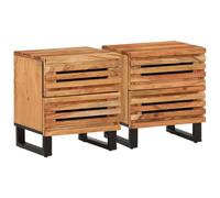 FUDUGEHMIOFWFJJ Industrial Style Nightstands 2pcs Acacia Wood Bedside Tables with 2 Drawers 40x34x46 cm for Bedroom Living Room Modern Furniture Storage Solution