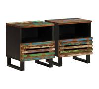 FUDUGEHMIOFWFJJ Industrial Style Nightstands 2pcs Reclaimed Solid Wood Bedside Tables with Drawer and Shelf, 40x34x46 cm Storage End Tables for Bedroom Living Room