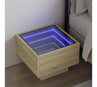 FUDUGEHMIOFWFJJ LED Infinity Mirror Nightstand with RGB Lights, Multilayer Wood Bedside Table with USB Port for Bedroom Living Room, Modern End Table 40x40x30cm