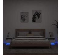 FUDUGEHMIOFWFJJ LED Nightstand Set of 2 White Modern Bedside Tables with RGB Lighting, 40x39x37 cm Storage End Tables for Bedroom Living Room, Engineered Wood Night Stand with USB Port and Drawer