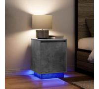 FUDUGEHMIOFWFJJ LED Nightstand Set of 2 with RGB Lighting, Modern Bedside Table with USB Port, Cement Gray Finish, 38x34x50 cm Storage Cabinet for Bedroom Living Room