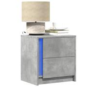 FUDUGEHMIOFWFJJ LED Nightstand Set of 2 with RGB Lighting Modern Gray Cement Finish Multilayer Wood Bedside Table with USB Charger for Bedroom Living Room