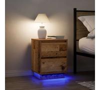 FUDUGEHMIOFWFJJ LED Nightstand Set of 2 with RGB Lights, Wooden Bedside Table with Drawers, Modern Bedroom Furniture with USB Charging, 38x34x50cm Storage Cabinet for Home Decor