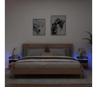 FUDUGEHMIOFWFJJ LED Nightstand Set of 2 with RGB Lights, Wooden Bedside Table with USB Charging, Modern End Table for Bedroom Living Room, 40x39x48.5cm Storage Cabinet with Drawer