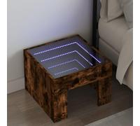 FUDUGEHMIOFWFJJ LED Nightstand with Infinity Mirror, Smoke Oak Multilayer Wood Bedside Table with RGB Lighting, Modern Bedroom Furniture with USB Powered Lights, 40x40x30 cm