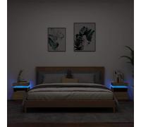 FUDUGEHMIOFWFJJ LED Nightstand with RGB Lights, 2 Pcs Sonoma Oak Bedside Tables with USB Port, Modern End Table with Storage Drawer for Bedroom Living Room, 40x39x48.5 cm