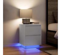 FUDUGEHMIOFWFJJ LED Nightstand with RGB Lights, 2-Piece White Bedside Table 38x34x50cm, Modern Bedroom Furniture with USB Charging, Storage Drawers for Home Decor