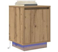 FUDUGEHMIOFWFJJ LED Nightstand with RGB Lights, Handcrafted Oak Finish 38x34x50 cm, Modern Bedroom Furniture with USB Charging, Smart Storage Cabinet for Bedroom Living Room