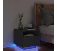 FUDUGEHMIOFWFJJ LED Nightstand with RGB Lights Modern Bedside Table with USB Charging Port Engineered Wood Storage Cabinet 40x39x37 cm Black for Bedroom Living Room