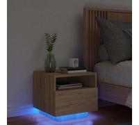 FUDUGEHMIOFWFJJ LED Nightstand with RGB Lights, Modern Bedside Table with USB Port, Engineered Wood Sonoma Oak Storage Cabinet 40x39x37 cm for Bedroom Decor