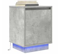 FUDUGEHMIOFWFJJ LED Nightstand with RGB Lights, Modern Cement Gray Bedside Table with USB Port, 38x34x50cm Storage Cabinet for Bedroom Living Room, Durable Engineered Wood with Anti-Tip Safety