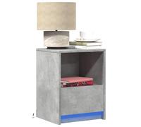 FUDUGEHMIOFWFJJ LED Nightstand with RGB Lights, Multilayer Wood Bedside Table with USB Port, Concrete Gray Modern Design for Bedroom Living Room Storage Furniture