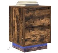 FUDUGEHMIOFWFJJ LED Nightstand with RGB Lights, Smoke Oak Bedside Table with 2 Drawers, Modern Bedroom Furniture with USB Charging, 38x34x50cm Storage Cabinet for Home Decor