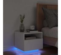 FUDUGEHMIOFWFJJ LED Nightstand with RGB Lights, White Bedside Table with USB Port, Modern Engineered Wood End Table with Storage Drawer for Bedroom Living Room, 40x39x37 cm