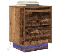FUDUGEHMIOFWFJJ LED Nightstand with RGB Lights, Wooden Bedside Table with 2 Drawers, Modern Bedroom Furniture with USB Charging, 38x34x50cm Storage Cabinet for Home Decor