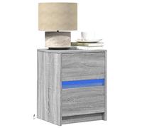 FUDUGEHMIOFWFJJ LED Nightstand with USB Port, 2-Piece Multilayer Wood Bedside Table with RGB Lighting, Sonoma Gray Modern End Table for Bedroom Living Room