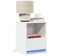 FUDUGEHMIOFWFJJ LED Nightstand with USB Port, Modern Bedside Table with RGB Lights, 2-Piece White Multilayer Wood End Tables for Bedroom Living Room, Storage Drawer Furniture