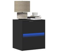 FUDUGEHMIOFWFJJ LED Wall Mounted Nightstands 2 Pcs Black with RGB Lighting, Modern Bedside Tables with Drawers, Space Saving Bedroom Furniture for Small Spaces, USB Powered Night Stand with Storage