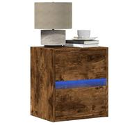 FUDUGEHMIOFWFJJ LED Wall Mounted Nightstands 2 PCS with RGB Lighting, Smoke Oak Floating Bedside Tables with Drawers, Modern Bedroom Storage Furniture with USB Powered LED Lights for Home Decor