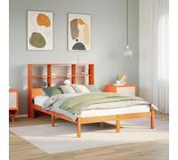 FUDUGEHMIOFWFJJ Letto Libreria senza Materasso Marrone Cera 135x190 cm in PinoAdatto per la camera da letto e l'ufficio