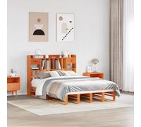 FUDUGEHMIOFWFJJ Letto Libreria senza Materasso Marrone Cera 140x190 cm in PinoAdatto per la camera da letto e l'ufficio
