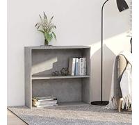 FUDUGEHMIOFWFJJ Libreria 2 Ripiani Grigio Cemento 80x30x76.5 Legno Multistrato, Modern Bookshelf for Living Room & Office, Sturdy Plywood Shelf with Elegant Design, Space Saving Storage Solution