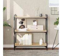 FUDUGEHMIOFWFJJ Libreria 3 Ripiani Rovere Sonoma 80x30x86 cm Legno Multistrato - Modern Bookshelf for Living Room Office Sturdy Plywood with Metal Frame Adjustable Feet - Wall Mountable Storage Shelf