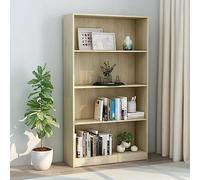 FUDUGEHMIOFWFJJ Libreria 4 Ripiani Rovere Sonoma 80x24x142 cm Legno Multistrato, Modern Bookshelf for Living Room & Office, Sturdy Wooden Shelf with Elegant Design, Space Saving Storage Solution