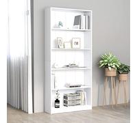 FUDUGEHMIOFWFJJ Libreria a 5 Ripiani Bianca 80x24x175 cm in Legno Multistrato, Elegant White Bookshelf for Living Room & Bedroom, Sturdy 5-Tier Storage Shelf, Modern Home Decor, Space-Saving Design